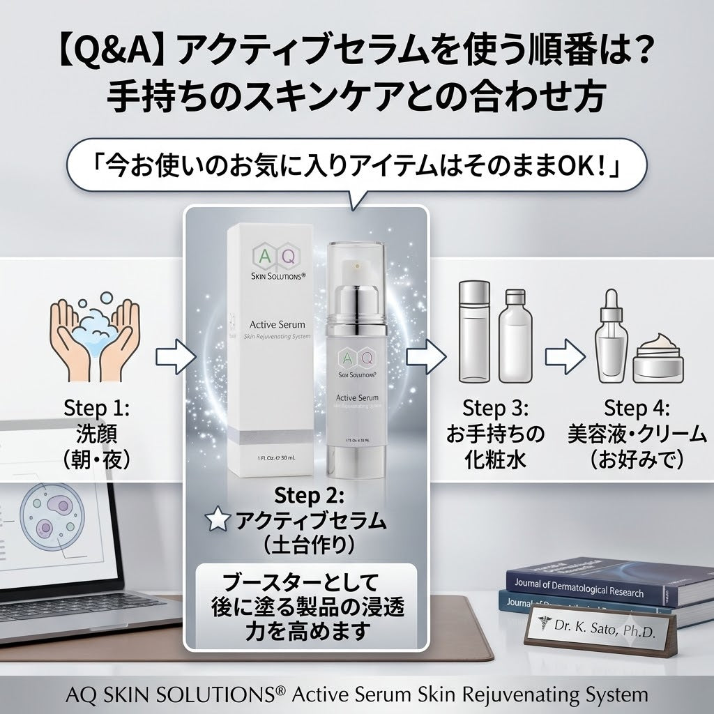 【Q&amp;A】アクティブセラムを使う順番は？手持ちのスキンケアとの合わせ方